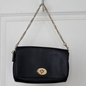 Coach navy Leather Shoulder Bag